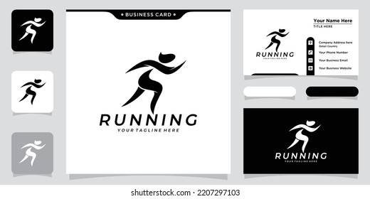 Running logo, jogging and marathon logo template design