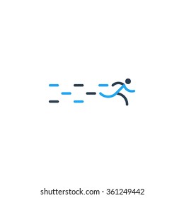 Running logo, marathon distance, linear design icon