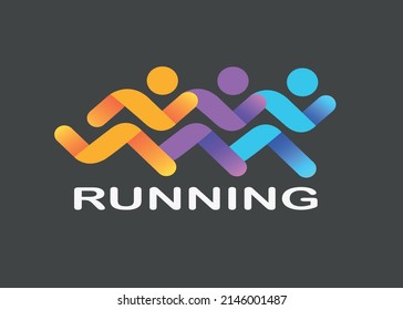 Running logo. Marathon run colorful people, symbols, logo. Vector illustration.