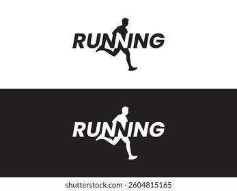 Running logo, with negative space. Minimalist sports logo. Illustration of running athlete. Fast and run