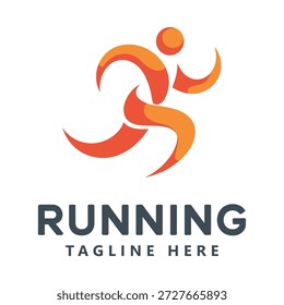 Logotipo corriendo con la figura humana anaranjada y el icono del espacio del lema