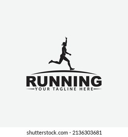 running logo. Silhouette of a running person, vector illustration.