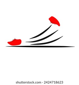 Running Logo Symbol With Speeding Red Shoes Vector Illustration. Perfect For Race, Event, Marketing