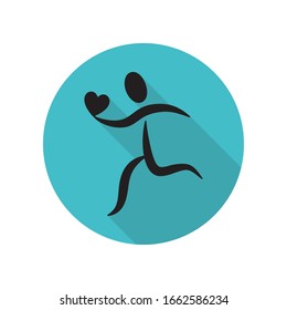 Running lover man long shadow icon. Simple glyph, flat vector of arrow icons for ui and ux, website or mobile application