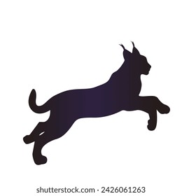 running lynx silhouette on a white background. lynx for logo.