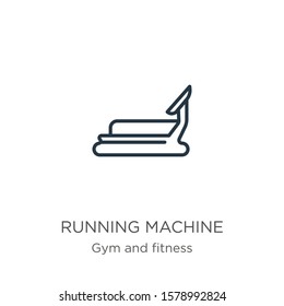 Running machine icon. Thin linear running machine outline icon isolated on white background from gym and fitness collection. Line vector sign, symbol for web and mobile