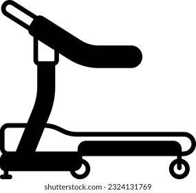 Running Machine side view concept, electric Treadmill vector icon design, Fitness and Wellness symbol, Workout and Weightlifting sign, Personal training equipment stock illustration