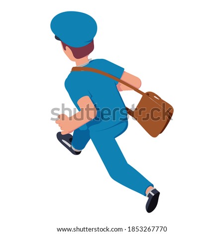 Running mailman icon. Isometric of running mailman vector icon for web design isolated on white background