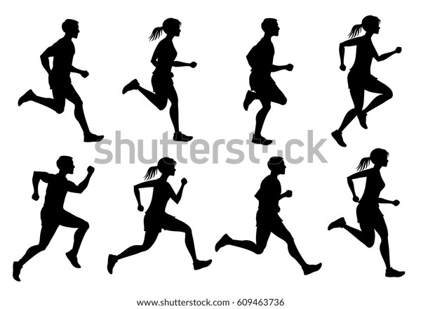 Running Male Female Jogging People Vector Stock Vector (Royalty Free ...