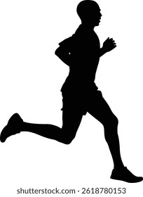 Running Male Silhouette | Man running Back and White Vector Image