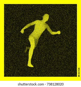 Corriendo. Modelo De Cuerpo Humano 3D. Diseño de grano negro y amarillo. Ilustración vectorial resistente.