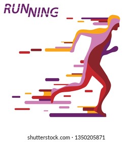 Running man. Abstract banner running men. Flat design, vector.