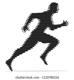 Running Man. Abstract, black running man on a white background. Flat design, vector illustration, vector.