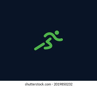 Running Man abstract Delivery Sport Fitness Logo design vector template ribbon geometric style. Sport Logo Template. Running Sportsman Logotype. Runner Emblem. Vector