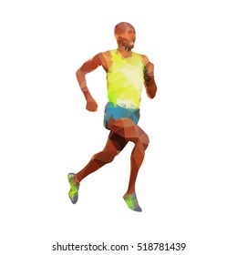 Running man, abstract geometric vector silhouette