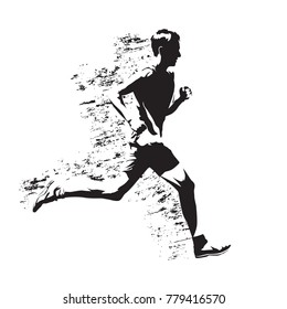 Running man, abstract gungy vector silhouette