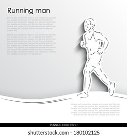 Running man abstract silhouette on white paper background. Running vector collection.