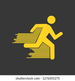 Running man abstract vector silhouette, side view