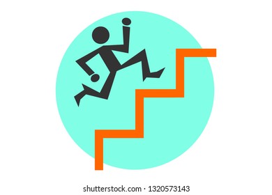 Running Man advancing and going up Stairs