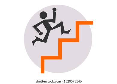 Running Man advancing and going up Stairs