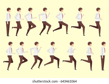 running man for animation 14 frame sequence. Flat Character cartoon style. vector illustration.