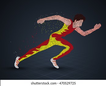 Running Man Athlete made with dots, Creative vector illustration for Sports concept.