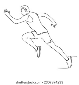 
Running man, athlete, vector - continuous line drawing. One continuous line drawing of young athlete focus sprint running athlete. Individual sport, competitive concept