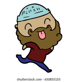 running man with beard sticking out tongue