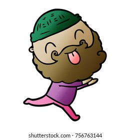 running man with beard sticking out tongue