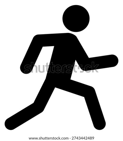 Running man black icon. Hurrying human figure