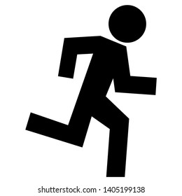 Running man, black vector silhouette, vector symbol for exit