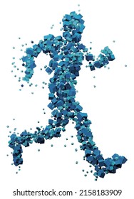 Running man block assemblage Vector illustration