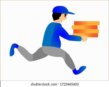 Running Man Blue Uniform Deliver Courier Stock Vector (Royalty Free ...