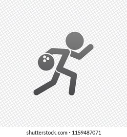 running man, bowling icon. On grid background