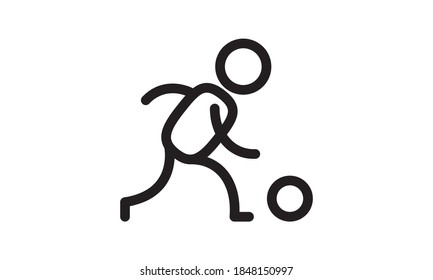 Running man, bowling icon on white background 