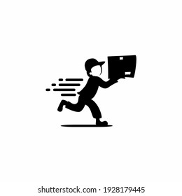 The Running man with box logo, Messenger creative concept, 
Delivery vector logo design template.
