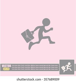 Running man with a briefcase. Business in the concept of action.