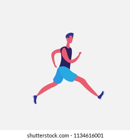 running man cartoon character sportsman activities isolated healthy lifestyle concept full length flat vector illustration