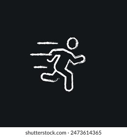 Running man chalk icon. Line customizable illustration. Contour symbol. Vector isolated outline drawing.