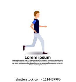 running man character personage female template for design sport and animation on white background full length copy space flat person