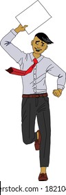 
Running man clipart. An office worker receiving good news.
Office Style.