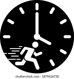 A running man with clock icon, immediate icon concept, vector