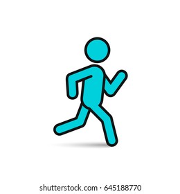 Running man color icon, vector isolated silhouette, run symbol.
