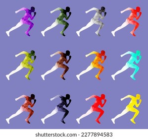 Running Man. Colorful Abstract Low poly Running Man Vector Illustration