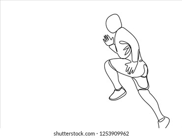 Running man. Continuous line