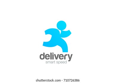 Running Man Delivery Logo design vector template.