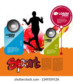 Running man design with infographic elements, vector illustration