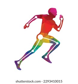 Running man designed using polygonal style graphic vector. Human body silhouette.