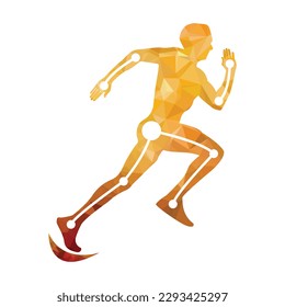 Running man designed using polygonal style graphic vector. Human body silhouette.