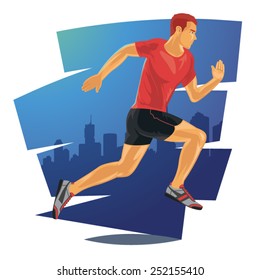 Running Man In Detailed Vector Illustration